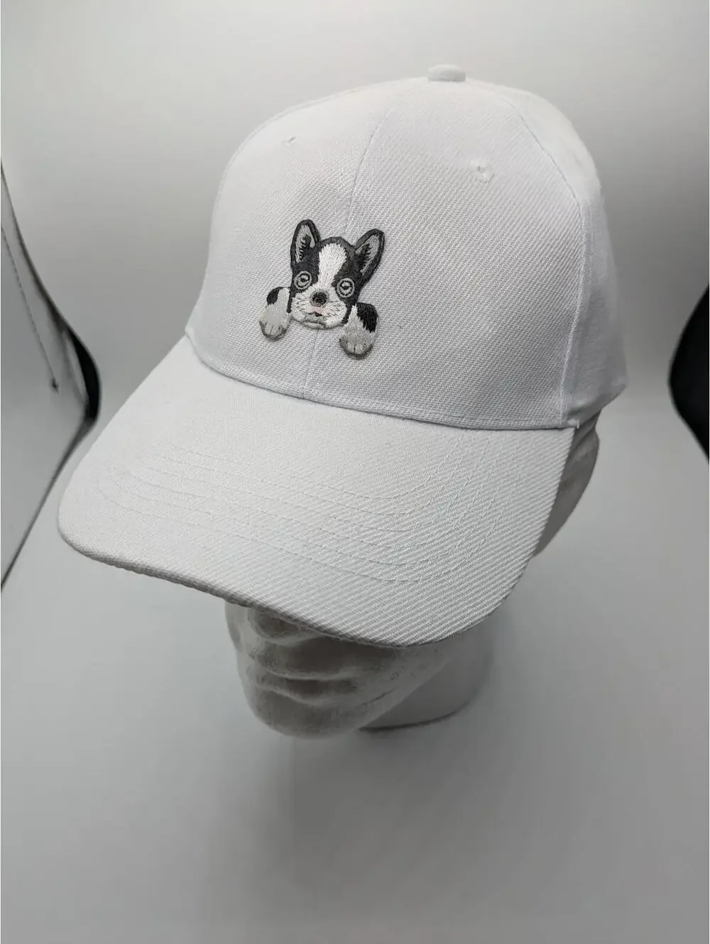 Puppy Paw Cap with Embroidery White French Bulldog Dog Strapback